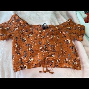 Burnt orange Flower crop top